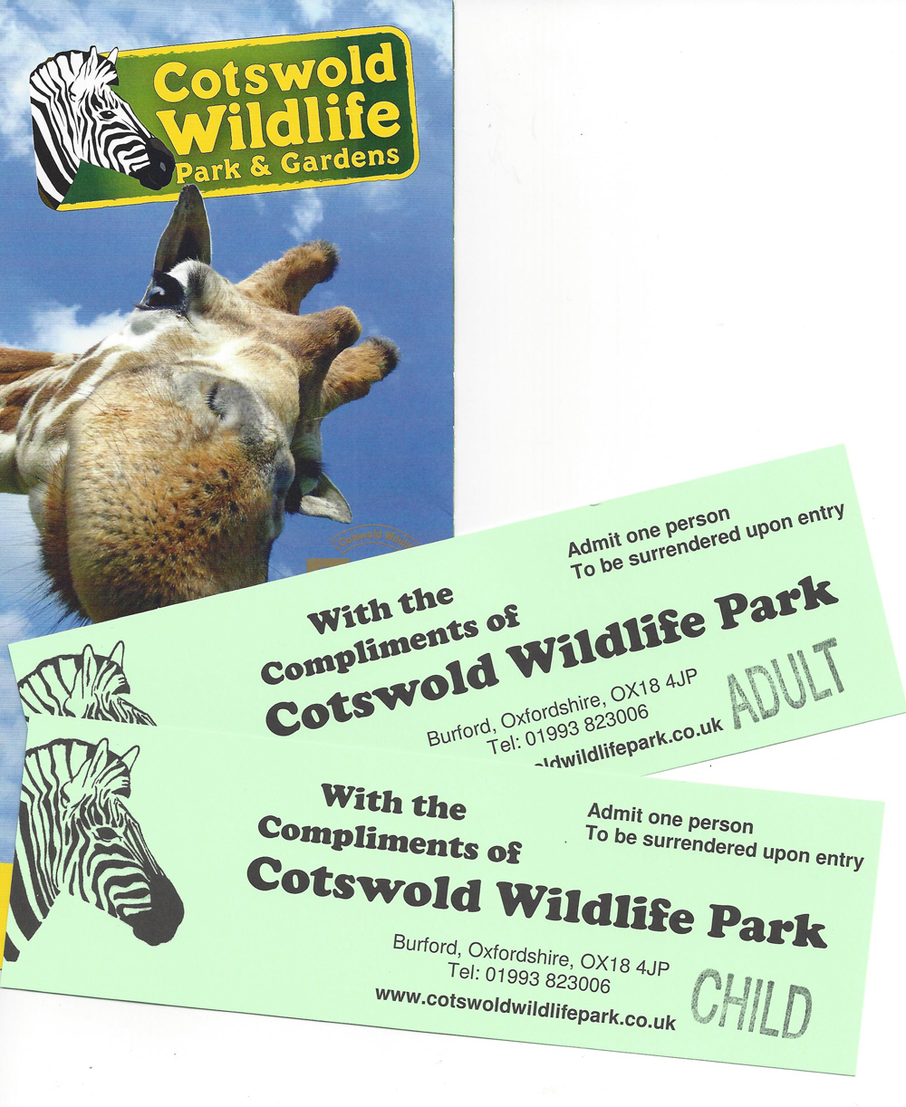 Tickets to Cotswold Wildlife Park & Gardens Burford-gifted by Reggie Heyworth,