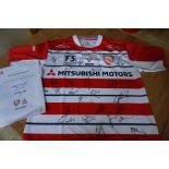 Gloucester Rugby 2019/20 season replica shirt signed by Gloucester Rugby squad-gifted by Mitsubishi