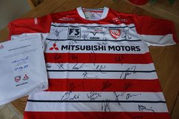 Gloucester Rugby 2019/20 season replica shirt signed by Gloucester Rugby squad-gifted by Mitsubishi
