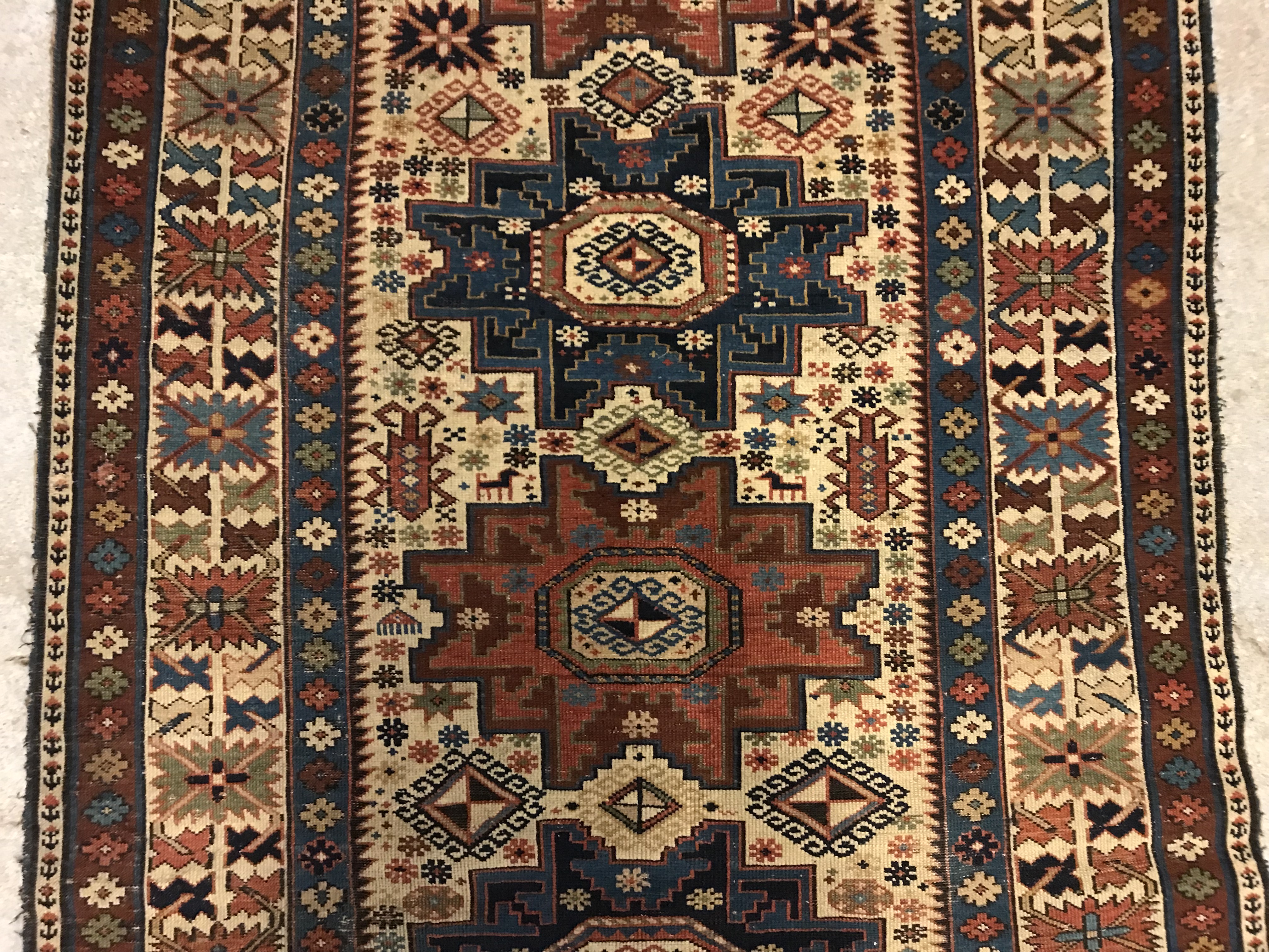 A fine Shirvan rug, the central panel se - Image 3 of 12