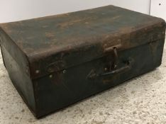 A vintage style painted old steel trunk,
