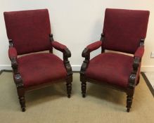A pair of Victorian carved walnut framed
