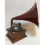 A late Victorian oak cased gramophone by