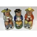 Three 19th Century pottery Toby jugs and