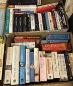 Five boxes of various books including E