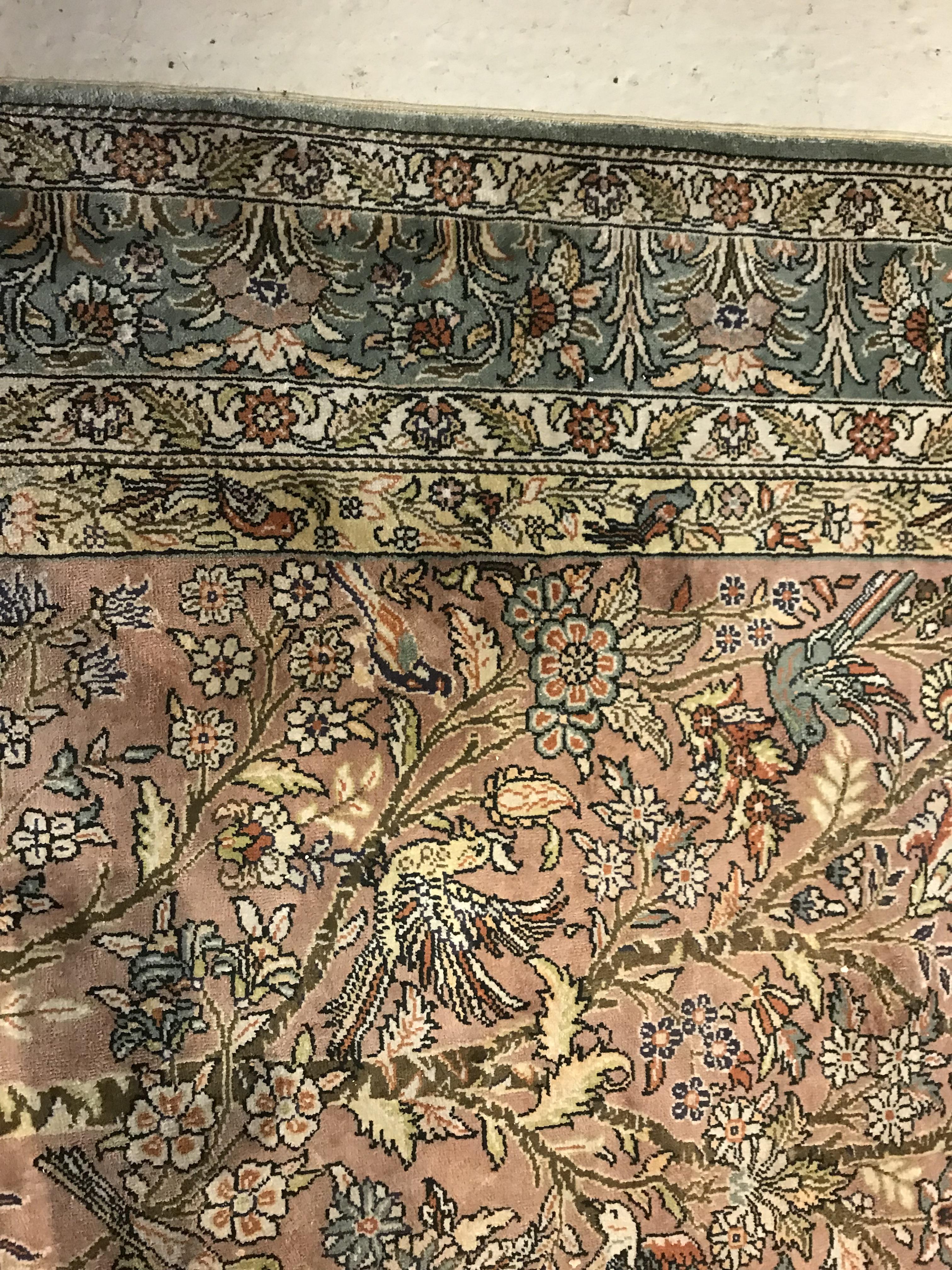 A fine silk Tree of Life Qum rug, the ce - Image 8 of 21