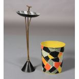 A Worcester Ware multi-colour printed metal waste paper bin of abstract pattern c.1960s; together