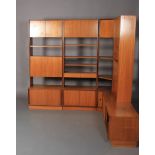 G Plan, a teak combination wall unit c.1970s comprising, two two door base units, 76.5cm wide, a