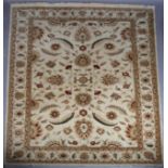 An Indian wool Bhadoi carpet, hand spun merino and local Indian wool on cotton warp and weft, the