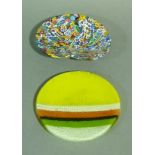 A millefiore pulled kidney shaped dish of a multitude of colourful canes 16.5cm wide, an art glass