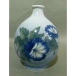 A Copenhagen vase, baluster form decorated with convolvulus and leafage on a shaded white to blue