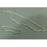 A suite of necklace and bracelet in silver rope links, Approximate length of chain is 47cm, total