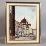 Barnett, Cliff, 20th century, ARR, Italian street scene with market , oil on board, signed and dated