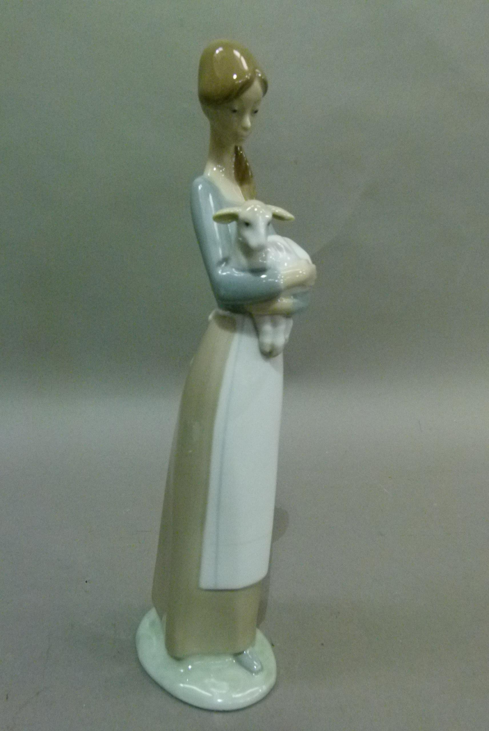 A Lladro girl with lamb, code number 4505, year 1969, 26cm high - Image 3 of 3