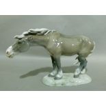 A Copenhagen model of a shire horse, model 1362, 30cm wide, printed mark in green