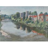 ARR Stephen Denison (1909-1965), West Tanfield & River Ure, from the bridge, oil on canvas,