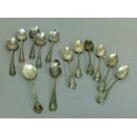 A set of five silver teaspoons, two other silver teaspoons, various dates and makers, together
