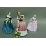 Three Royal Doulton china figures to include Queen Victoria HN3125 with certificate number 1129 of