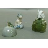 A Copenhagen porcelain model of an infant mermaid model 2313, 5cm high, printed mark in green;