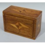 A two division tea caddy with fruitwood inlay, 19cm wide