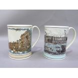 A pair of limited edition Shand Kydd pottery mugs, printed with a view of Greenwich and of St Pauls,