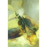 Unknown (20th century), Saxophone, oil on canvas, 100cm x 100cm