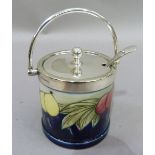 A Moorcroft and silver plate mounted preserve pot, of wisteria pattern, tubelined and glazed in