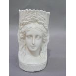 A 19th Century Parian double headed mug moulded as a female with long flowing tresses and a crown of