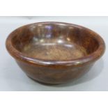 A turned oak bowl, 25 cm diameter by 10cm high