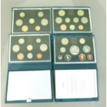 Royal Mint U.K. proof sets dated 1988, 1989, 1990, 1996, in cases of issue with certificates