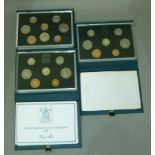 Royal Mint U.K. proof sets dated 1986, 1987, 1988, in cases of isuue with certificates, FDR