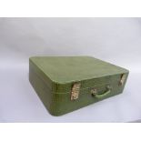 A vintage mock green crocodile suitcase by Pukka Luggage, Serial 44, 61cm wide x 46cm deep x 18cm