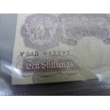 Bank of England ten Shilling note, mauve, signature K.O. Peppiatt