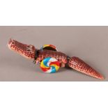A Japanese printed tin plate clockwork 'Snapping Alligator' animated wind up toy by 'Suzuki and