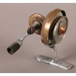 Fishing: An 'Illingworth No 3' casting reel, Series J.M.2, No 6678, black plastic handle, brass