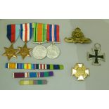 WWII medals, war, defence 1939/45 star, France and Germany star, plus two German medals, the big