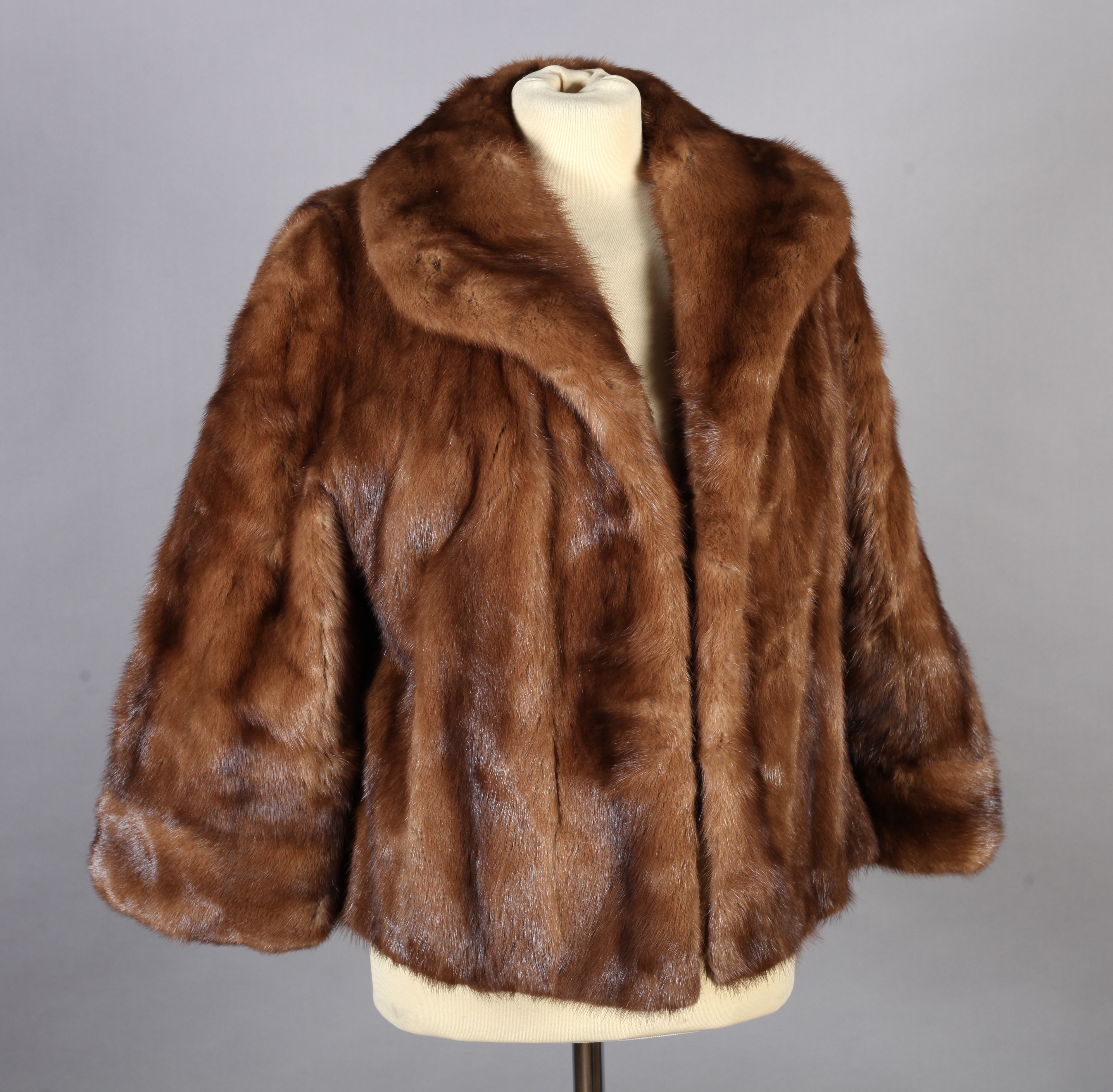 A mink jacket with three quarter length sleeves