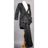 A Victor Costa for Neiman Marcus, black taffeta above the knee evening gown with full length