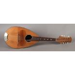 Raffaele Calace - an eight string Mandolin with mother of pearl inlaid rosewood finger board and