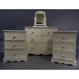 A Laura Ashley off white dressing chest, detailed in duck egg blue, having an arched toilet