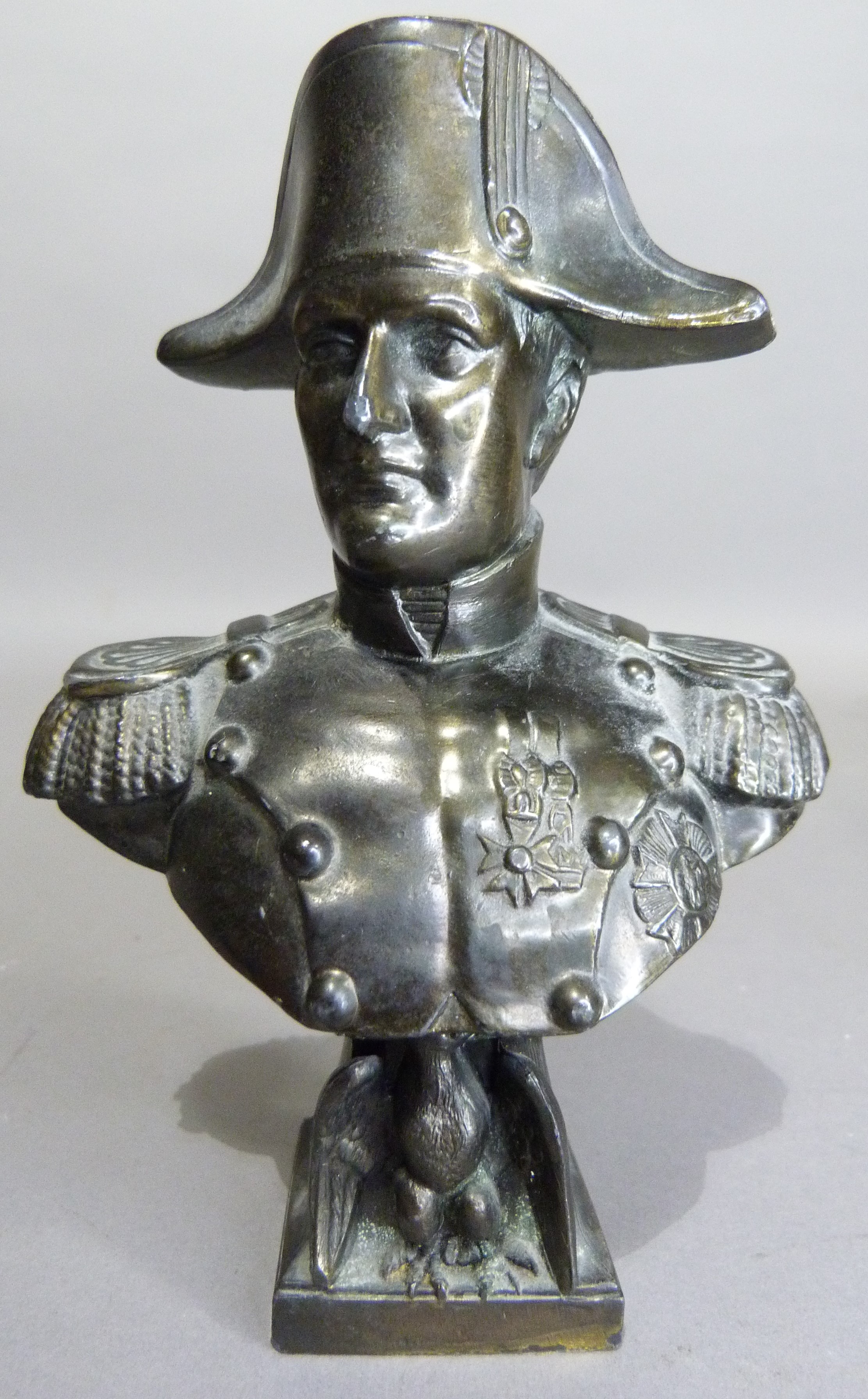 A bronzed bust of Napoleon, the square plinth mounted with an eagle, 16cm high - Image 3 of 3