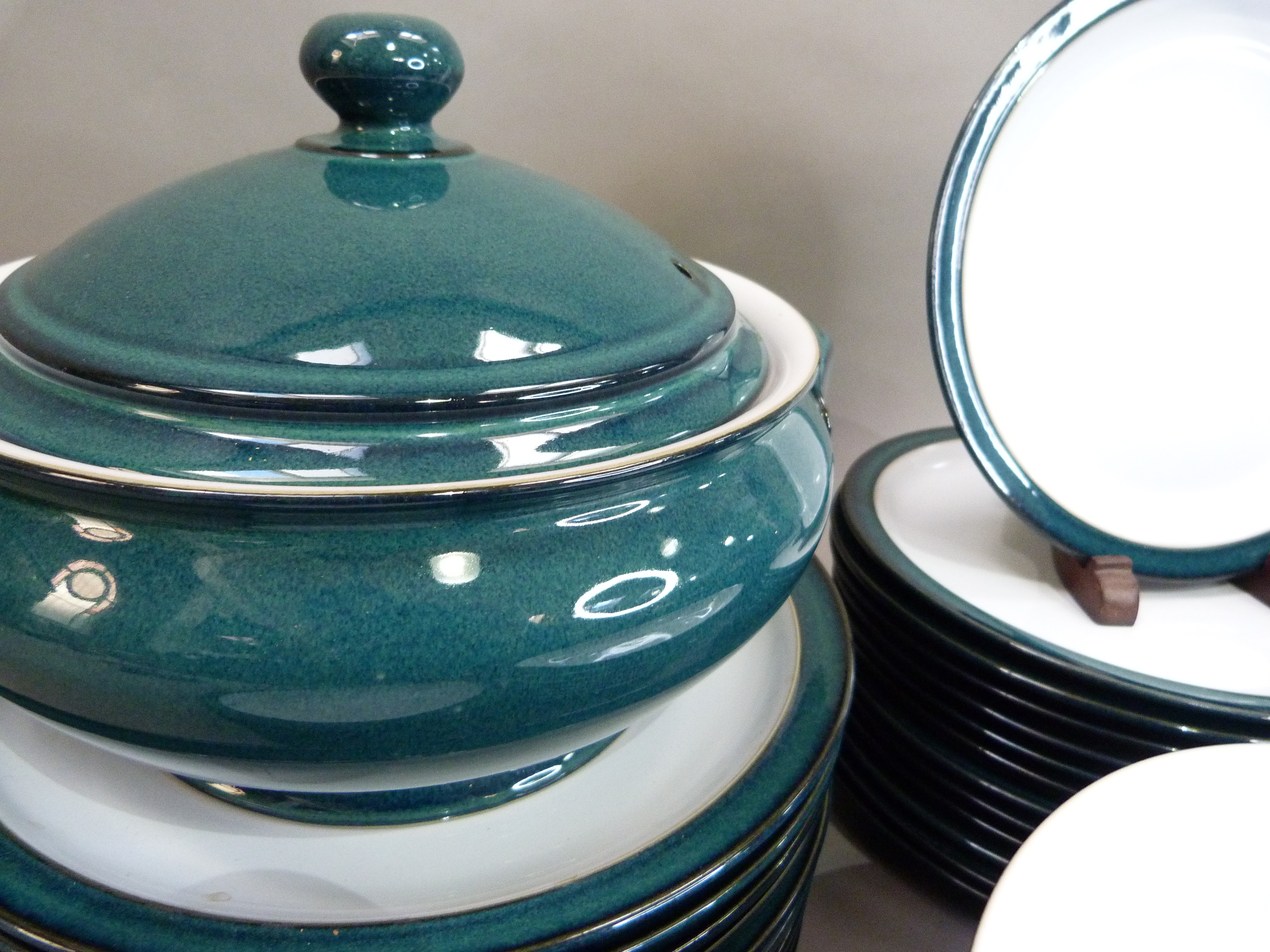 A Denby ware dinner service of deep sea green glaze, comprising a two handled lidded tureen, ten - Image 2 of 4
