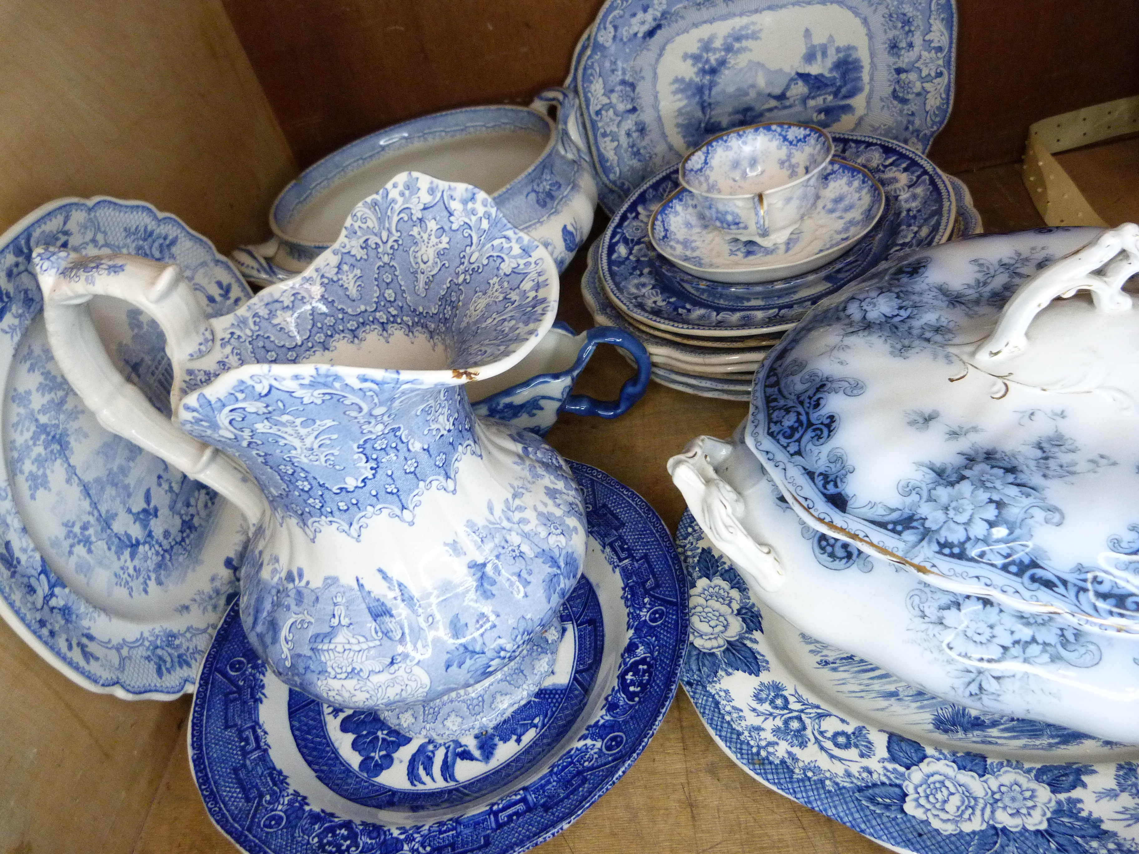 Victorian and later blue and white ware including jug, tureen, plates etc - Image 5 of 6