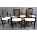 A set of six Danish Boltinge dining chairs, the mahogany stained frames with railed backs on