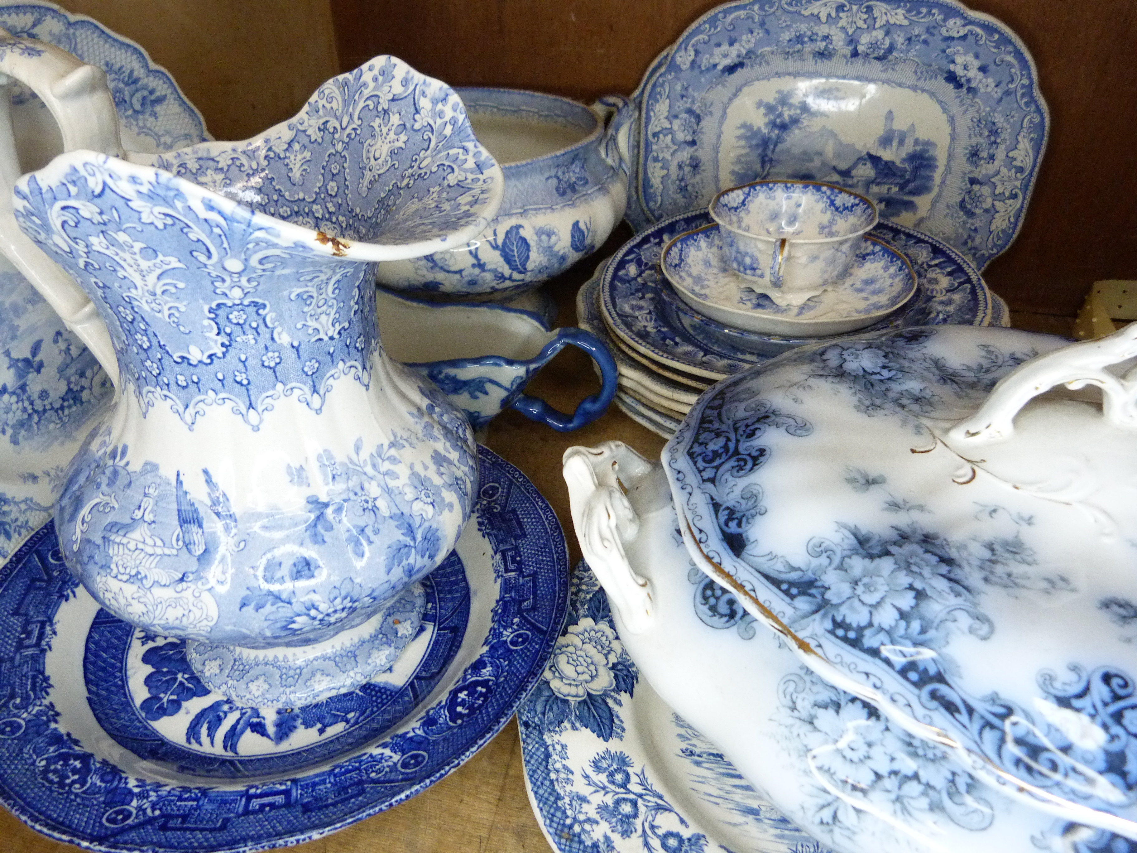 Victorian and later blue and white ware including jug, tureen, plates etc - Image 2 of 6