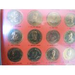 A framed set of 'Presidential Hall of Fame' coins commemorating the Presidents of the USA,