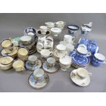 A Sutherland china, blue and white willow pattern tea service of six cups, six saucers, six tea