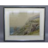 S.P Jackson RWS, coastal landscape with cliffs, watercolour, signed to lower left, attribution