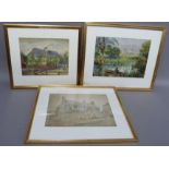 Early 20th Century English School, 'Newton Moat at Castleford', elderly man fishing from a punt,