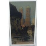 After Luigi Komincz, Continental street scene, coloured lithograph, no. 20/30, signed in pencil to